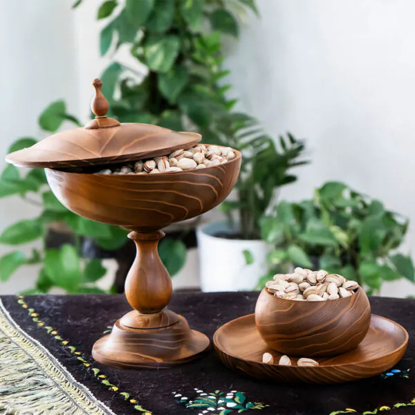 ظرف پذیرایی پایه دار درب دار چوبی